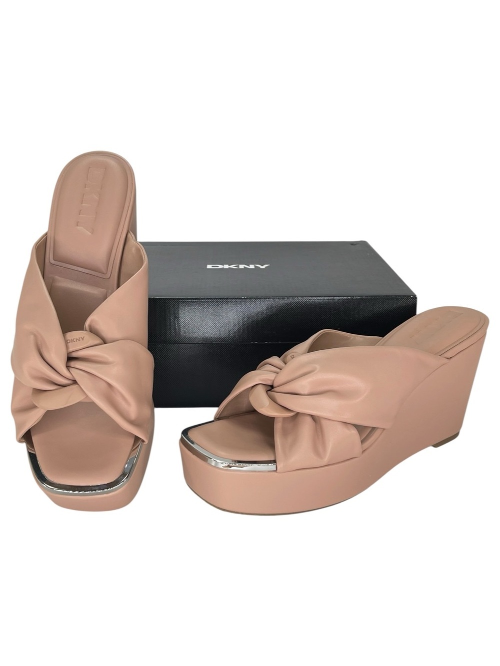 DKNY Maryn Chain Mauve Faux Leather Womens Wedge Sandals Size 10M - Picture 11 of 12